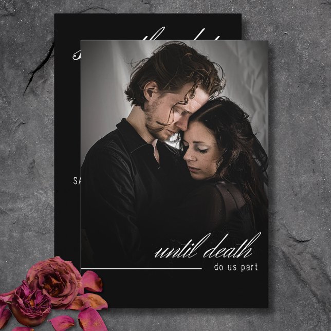 Save The Date Halloween gothique Jusqu'à la mort Mariage photo (Gothic Halloween Until Death Photo Wedding Save The Date)