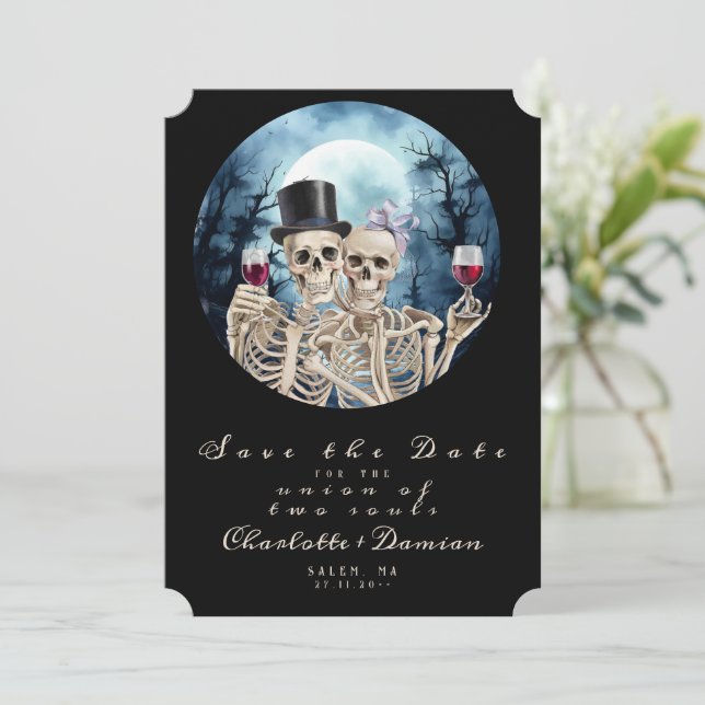 Save The Date Hallowen Gothic Skuls Tarot Le Mariage des amoureu (Debout devant)