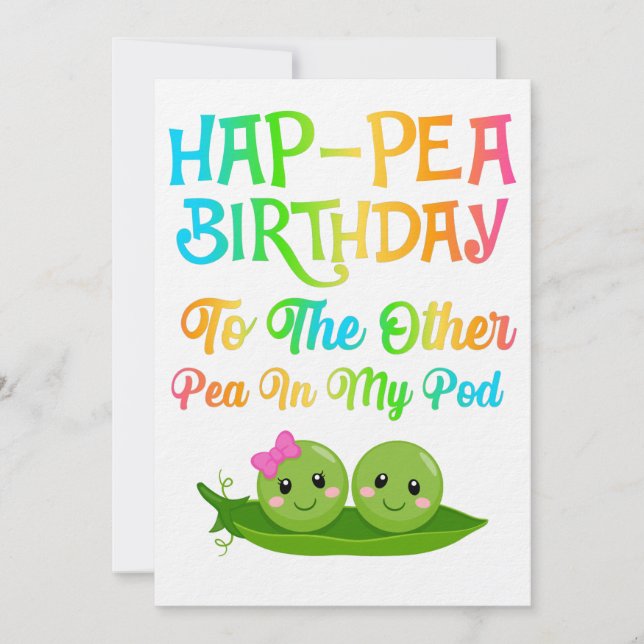 Save The Date Hap-pea Anniversaire à l'autre pois dans mon pod (Devant)