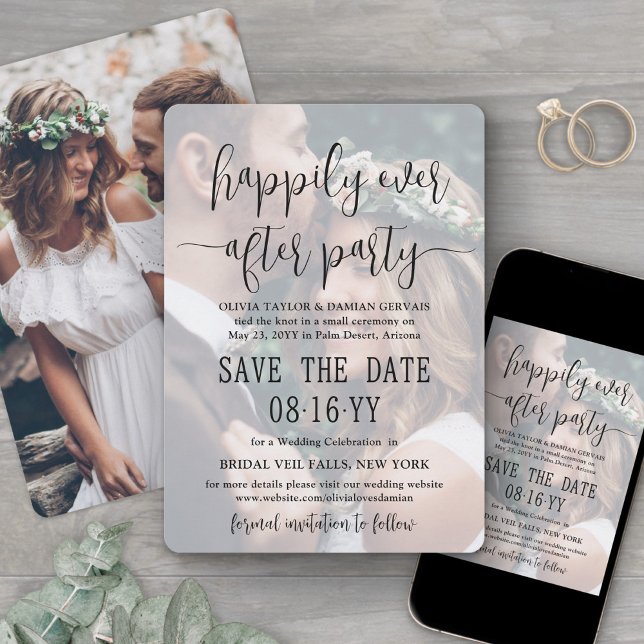 Save The Date Happily Ever After Party 2 Photo Overlay Wedding (Créateur téléchargé)