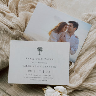 Save The Date Havana Palm Élégante photo Vintage de palmier