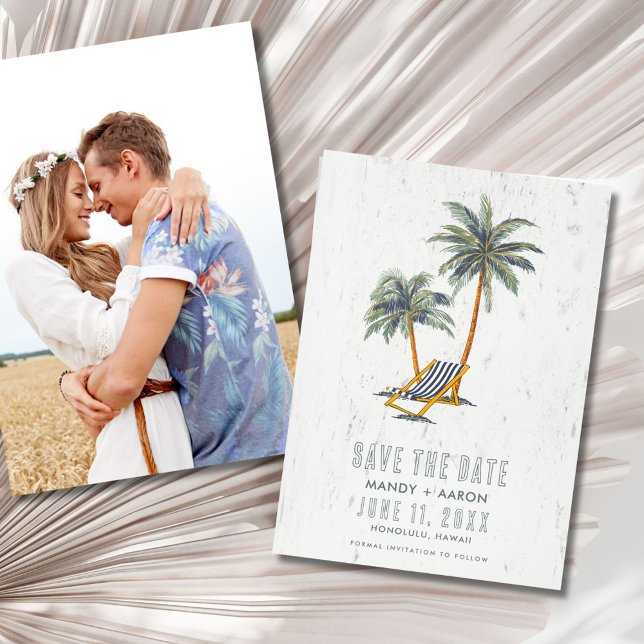 Save The Date Hawaii Beach Destination Wedding Photo  (Hawaii Beach Destination Wedding Photo Save The Date)