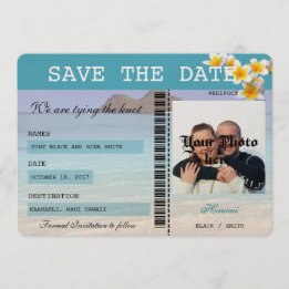 Save The Date Hawaii Mariage Boarding Pass Enregistrer la date