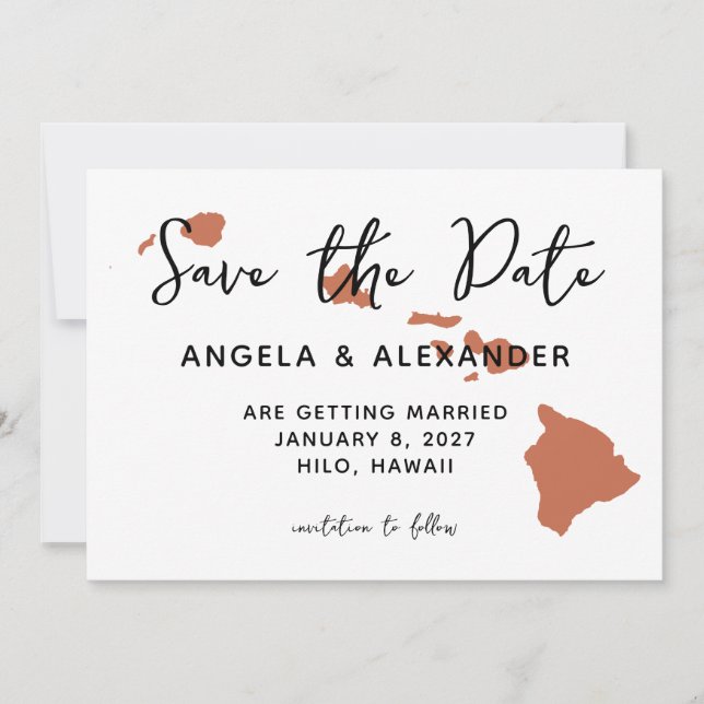 Save The Date Hawaii Mariage Terracotta (Devant)