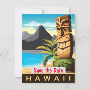 Save The Date Hawaii Tiki Beach Vintage