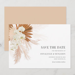 Save The Date Herbe de la Pampa Botanique Terre Cuite Mariage