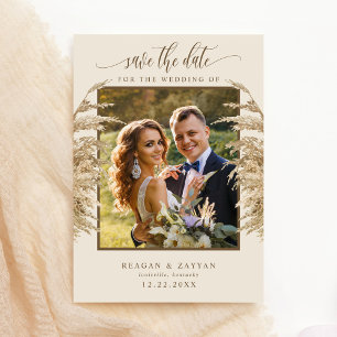 Save The Date Herbe des Pampas Bohème Exotique Photo Enregistrer