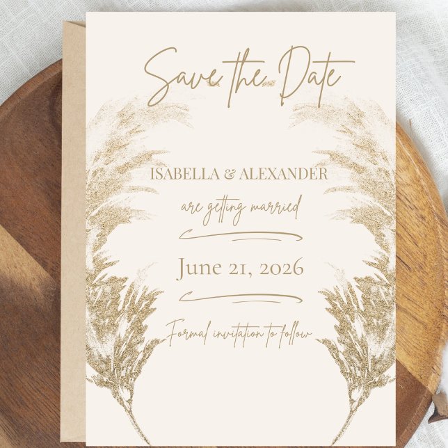 Save The Date Herbe des Pampas Enregistrez la Date (Pampas Grass Save the Date)