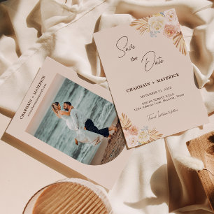 Save The Date Herbe séchée de Pampas Boho Arche