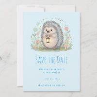Hérisson Mignon avec Lanterne Enregistrer la Date