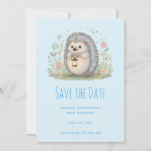 Hérisson Mignon avec Lanterne Enregistrer la Date