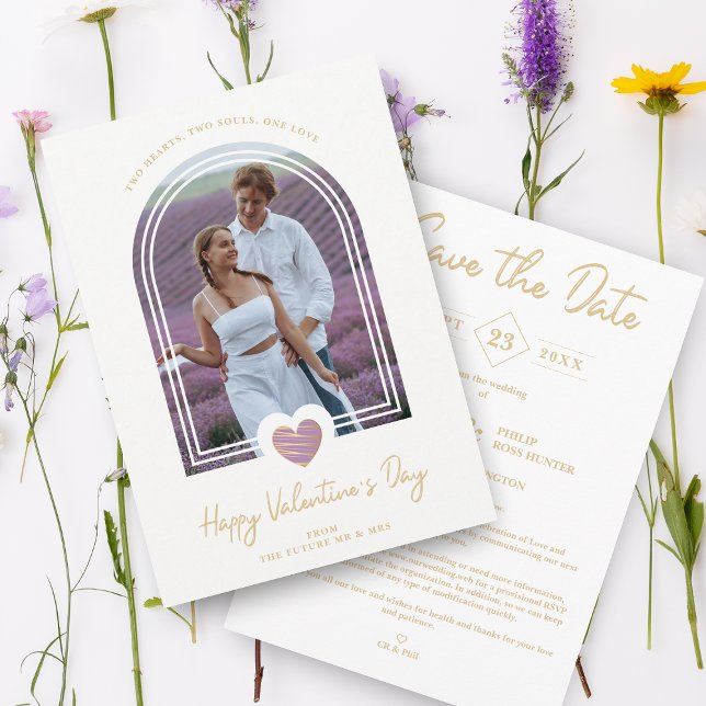 Save The Date Heureuse Sainte-Valentin de coeur violet de l'effe (Créateur téléchargé)