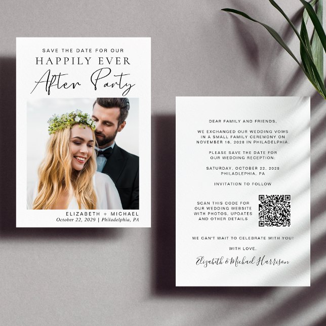 Save The Date Heureux Jamais après Mariage Photo QR Code Récepti (Créateur téléchargé)
