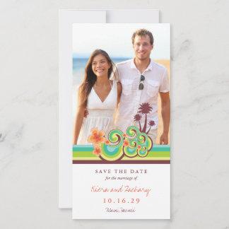 Save The Date Hibiscus d'Orange Plage des vagues Turquoises trop