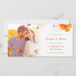 Save The Date Hibiscus Jaune Floral Fissures Et Hirondelles Phot