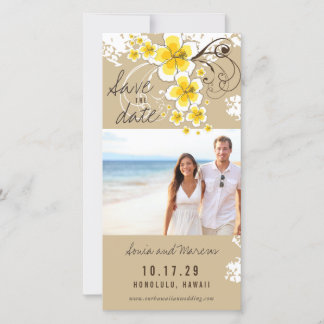 Save The Date Hibiscus Plage Jaune Mariage Photo Enregistrer La