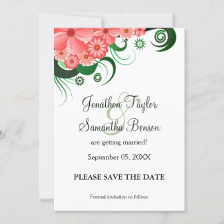 Save The Date Hibiscus Rose Floral Enregistrer La Date Annonces