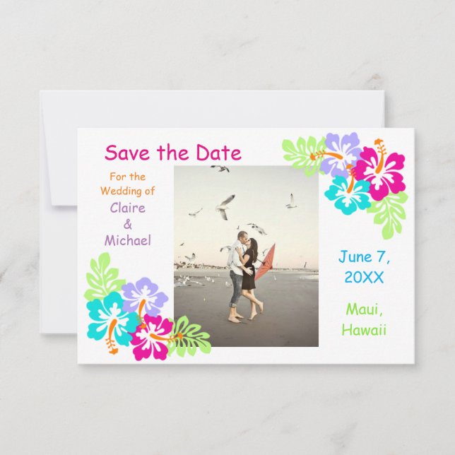 Save The Date Hibiscus tropical - 3x5 Enregistrer la date (Devant)