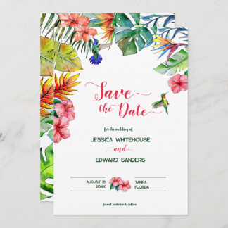 Save The Date Hibiscus Tropical Hawaïen Mariage Enregistrer La D