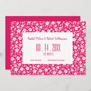 Save The Date Hibiscus Tropical Hot Pink Mariage