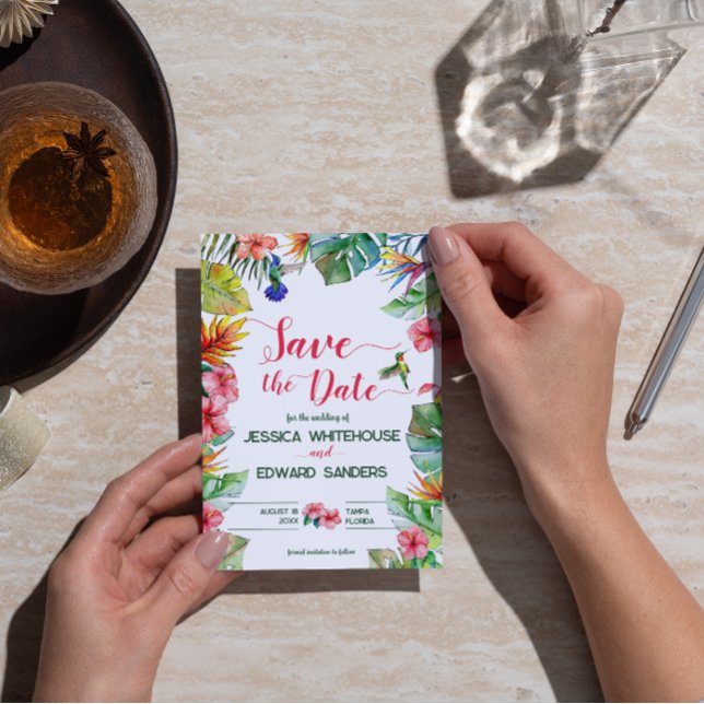 Save The Date Hibiscus Tropical Mariage Hawaiien Enregistrer La  (Créateur téléchargé)