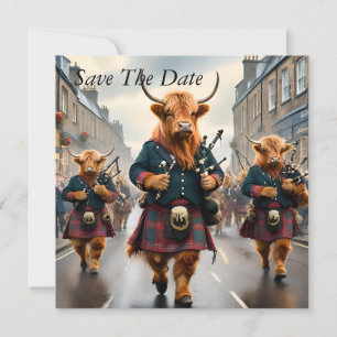 Save The Date Highland Harmony : Bagpipe Highland Cow Band