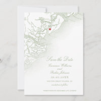 Hilton Head SC Map Sage Green Mariage élégant