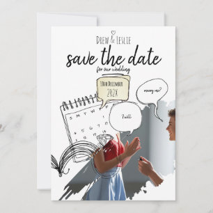 Save The Date Histoire d'amour illustrée moderne minimaliste Pal
