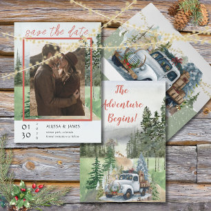 Save The Date Hiver à À feuillage persistant Woods Enregistrer l