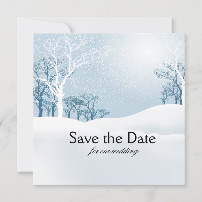 Save The Date Hiver enneigé Sauvegarder la date bleu glace (Devant)