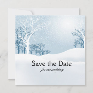 Save The Date Hiver enneigé Sauvegarder la date bleu glace