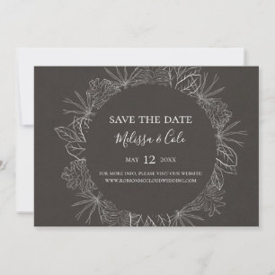 Save The Date Hiver rustique   Charcoal Horizontal Enregistrer l