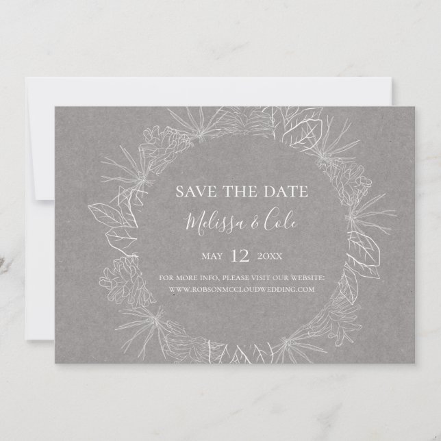 Save The Date Hiver rustique | Gray Horizontal Enregistrer la da (Devant)