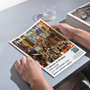 Save The Date Hong Kong Vintage Wedding Travel QR Code