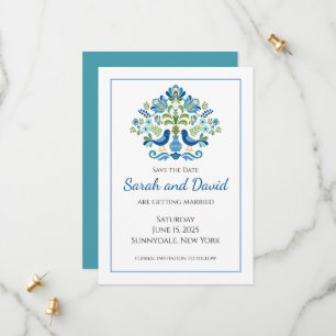 Save The Date Hongrois Design Blue Birds