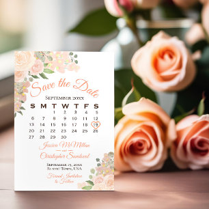 Save The Date Horaire Mariage Floral Peach