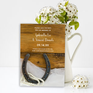 Save The Date Horseshoe and Pearls Western Wedding Enregistrer l