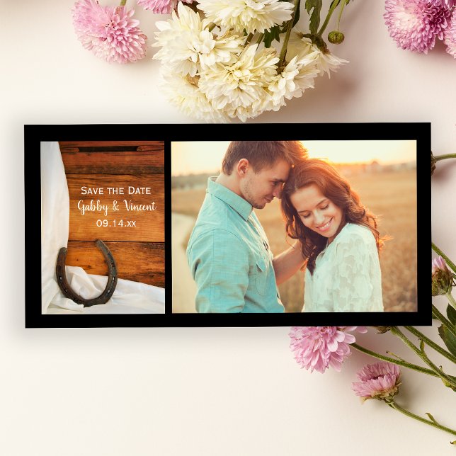 Save The Date Horseshoe et Satin Western Wedding Enregistrer la  (Créateur téléchargé)