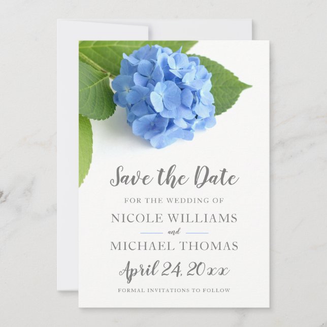 Save The Date Hortensia Bleu Floral (Devant)