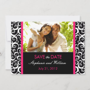 Save The Date Hot Pink Swirl Photo Enregistrer la date