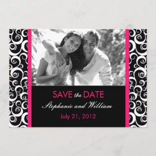 Save The Date Hot Pink Swirl Photo Enregistrer la date
