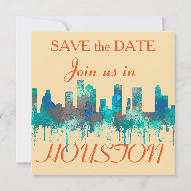 Save The Date Houston, Texas Skyline - SG Jungle (Devant)