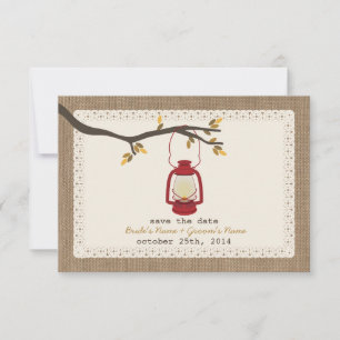 Save The Date Huile Inspirée Burlap Lanterne Automne Enregistrer