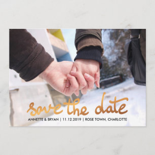 Save The Date Huile Rose Moderne D'Or Économisez Le Script De Da