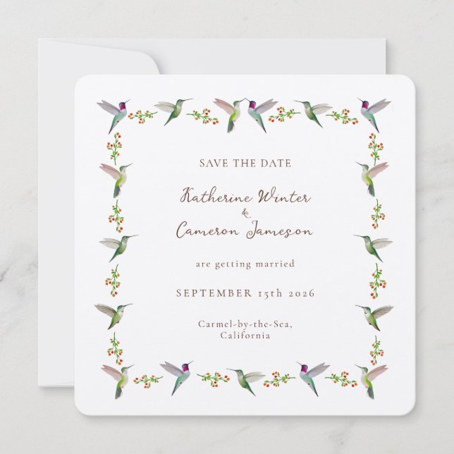 Save the Date Hummingbird Card (Devant)