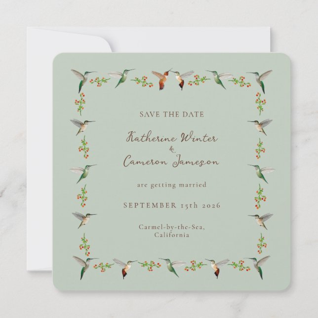 Save the Date Hummingbird Card (Devant)