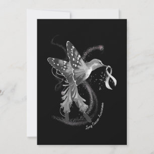 Save The Date Hummingbird Holding White Ribbon Lung Cancer Aware