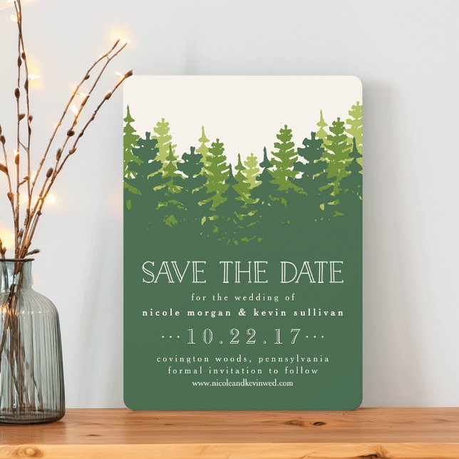 Save The Date Hunter Green Pine Forest Sauvez la date (Créateur téléchargé)