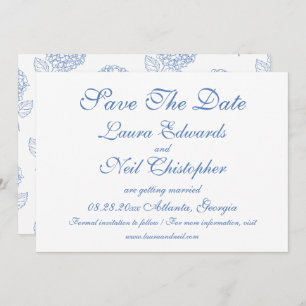 Save The Date Hydrangea Dusty Blue Floral Mariage moderne