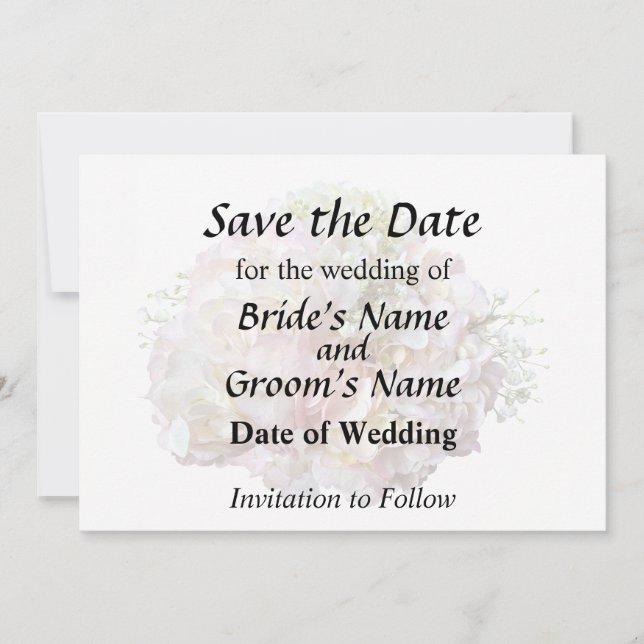 Save The Date Hydrangea Rose Pâle Avec Baby's Breath (Devant)